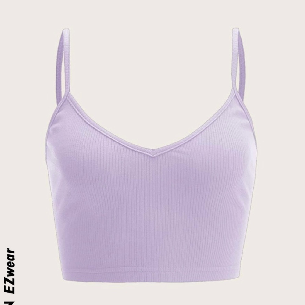 SHEIN Solid Rib-Knit Cami Top, Mauve Purple, S(4)